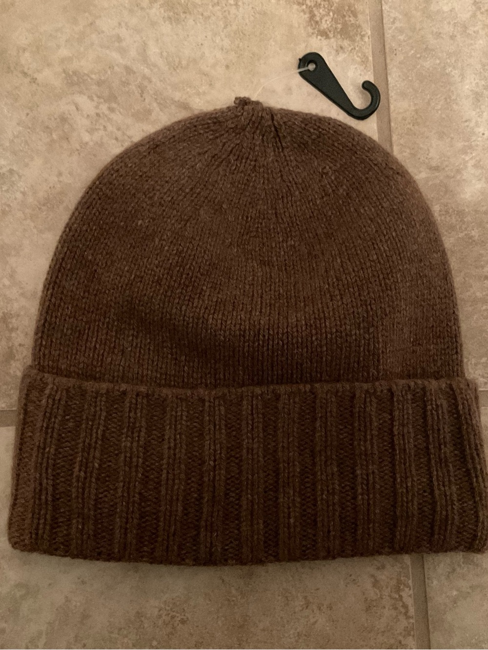Tesma Cashmere Unisex brown ribbed beanie knit hat Made in Italy NWT B